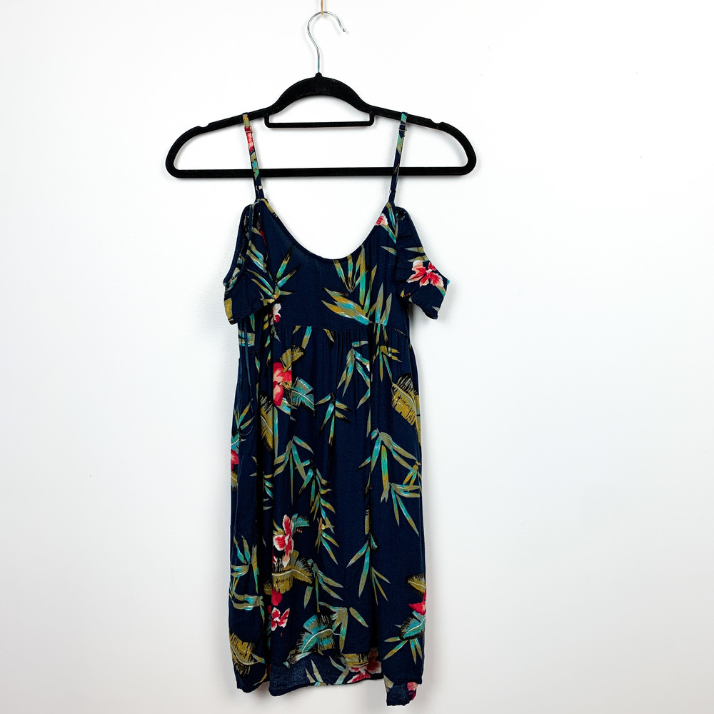 Roxy Blue & Green Tropical Patterned Summer Dress